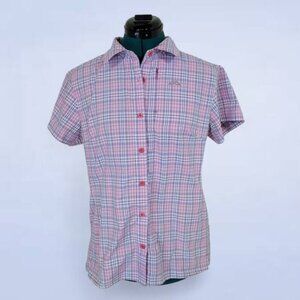 Kathmandu driMOTION Plaid Button Up‎ Slim Fit T-Shirt - Size 12